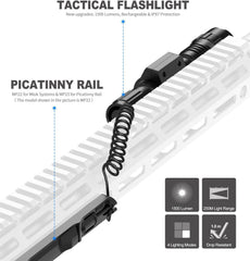 Feyachi 1500 Lumen LED Tactical Flashlight Rechargeable IPX7 Protection 4 Modes Weapon Light Picatinny Rail Flashlight Included with Pressure Switch(Mlok-FL32)