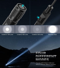 Feyachi 1500 Lumen LED Tactical Flashlight Rechargeable IPX7 Protection 4 Modes Weapon Light Picatinny Rail Flashlight Included with Pressure Switch(Picatinny-FL31)