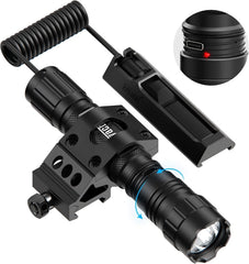 Feyachi 1500 Lumen LED Tactical Flashlight Rechargeable IPX7 Protection 4 Modes Weapon Light Picatinny Rail Flashlight Included with Pressure Switch(Picatinny-FL31)