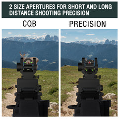 2 SIZE APERTURES FOR SHORT AND LONG DISTANCE SHOOTING PRECISION