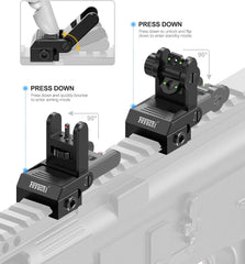 Feyachi S17-AFlip Up Sights Fiber Optics Iron Sight with Green Red Sight Front and Rear Backup Rifle Sight for Picatinny Rail feyachi Default Title Default Title-