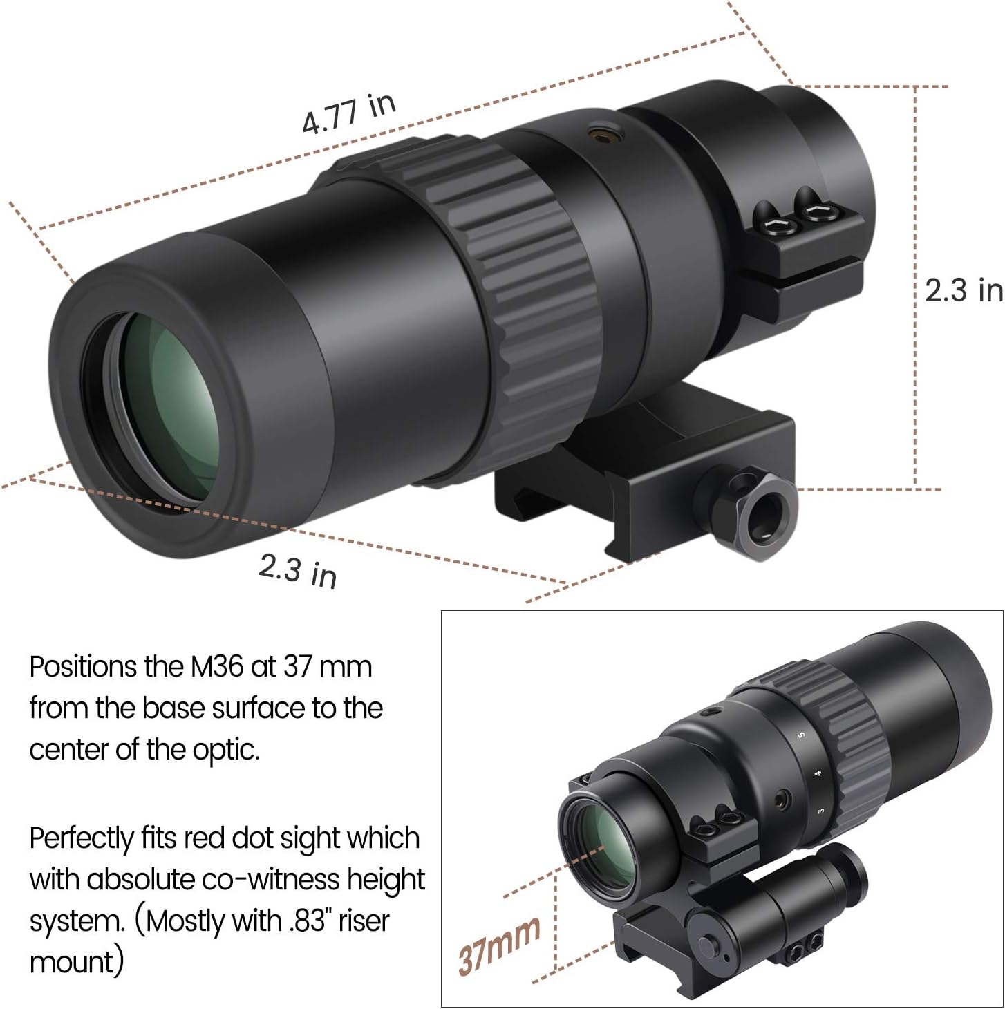 Feyachi M36 Red Dot Magnifier - Flip to Side Optics