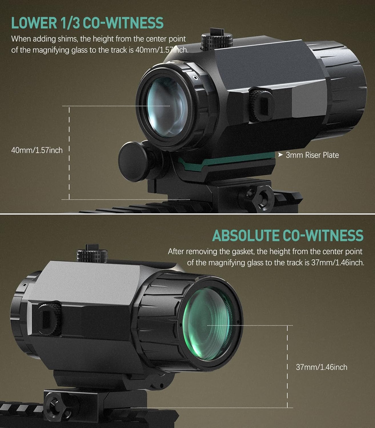 Feyachi M38 5X Red Dot Magnifier with Flip to Side Mount Rifle Scope, Focus Adjustment, Windage & Elevation Adjustable