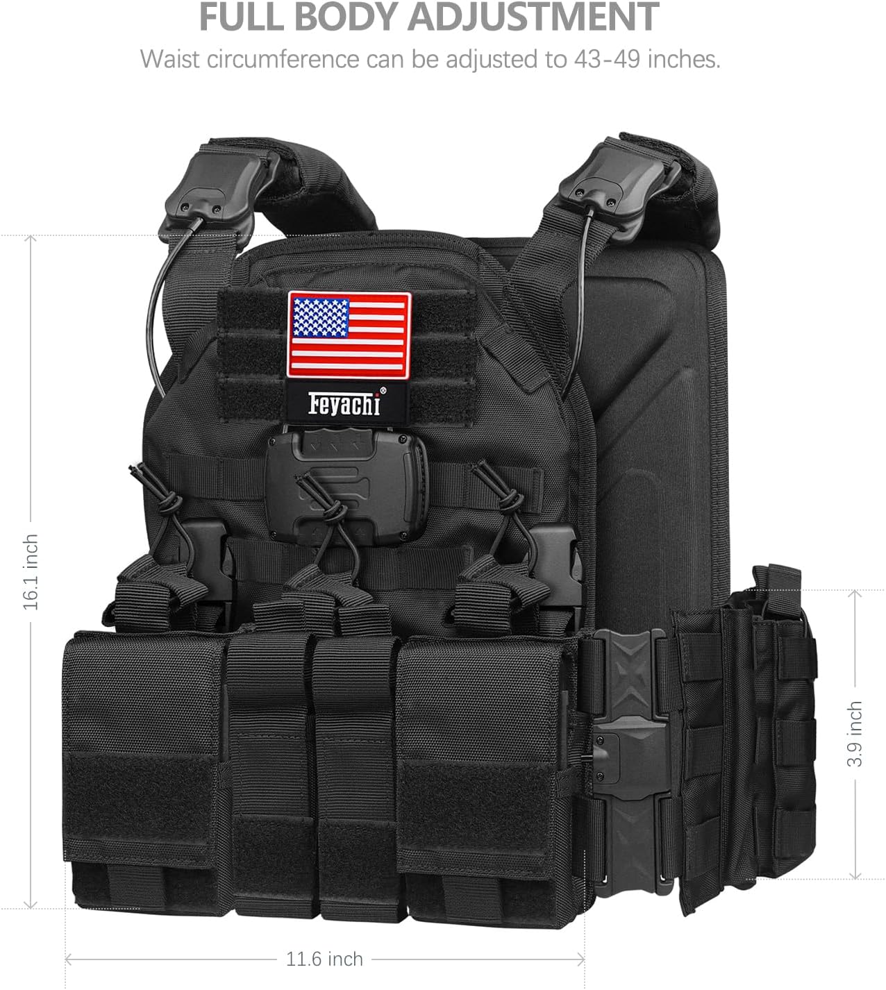 Feyachi TM-20 Magnetic Tactical Vest Airsoft Vest MOLLE System Multifunctional Quick Release Tactical Vest, Full Body Adjustable Magnetically Fixed One-Button Disassembly Vest