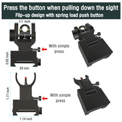 Press the button when pulling down the sight Flip-up design with spring load push button