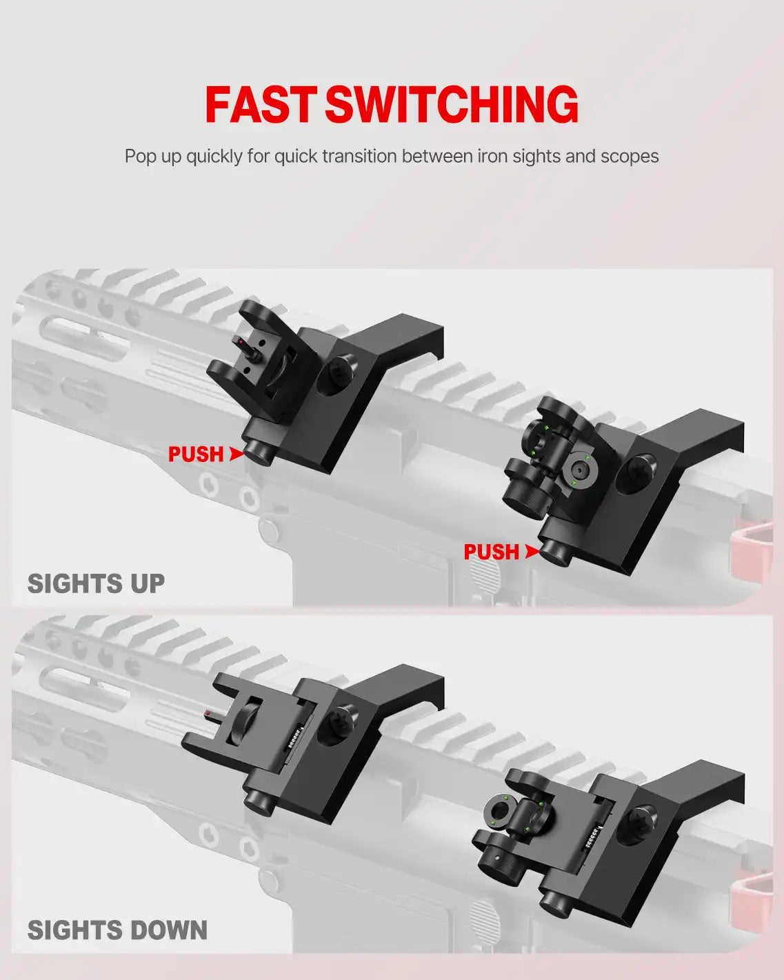 Feyachi S54 Offset Iron Sights - Rapid Transition Backup